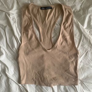 Zara Ribbed Nude Crop Top